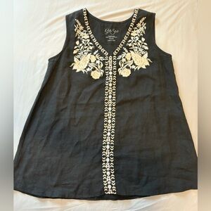 Embroidered Kyla Seo Black linen tunic